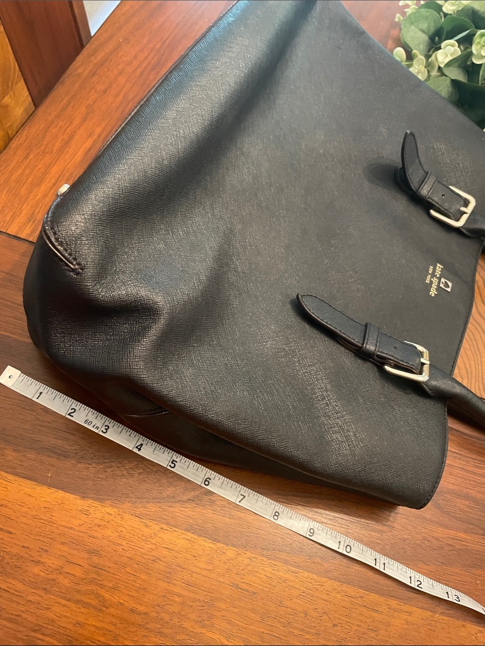 kate spade Black Saffiano Leather Tote with Gold Logo C66 - Picture 10 of 13